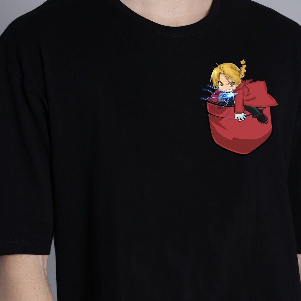 Edward Elric Chibi Pocket Shirt Mockup Anime T-Shirt